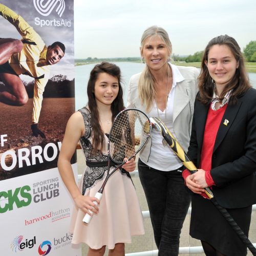 Sharron Davies MBE (centre) with Amy Jones (left) and Georgie Whitaker